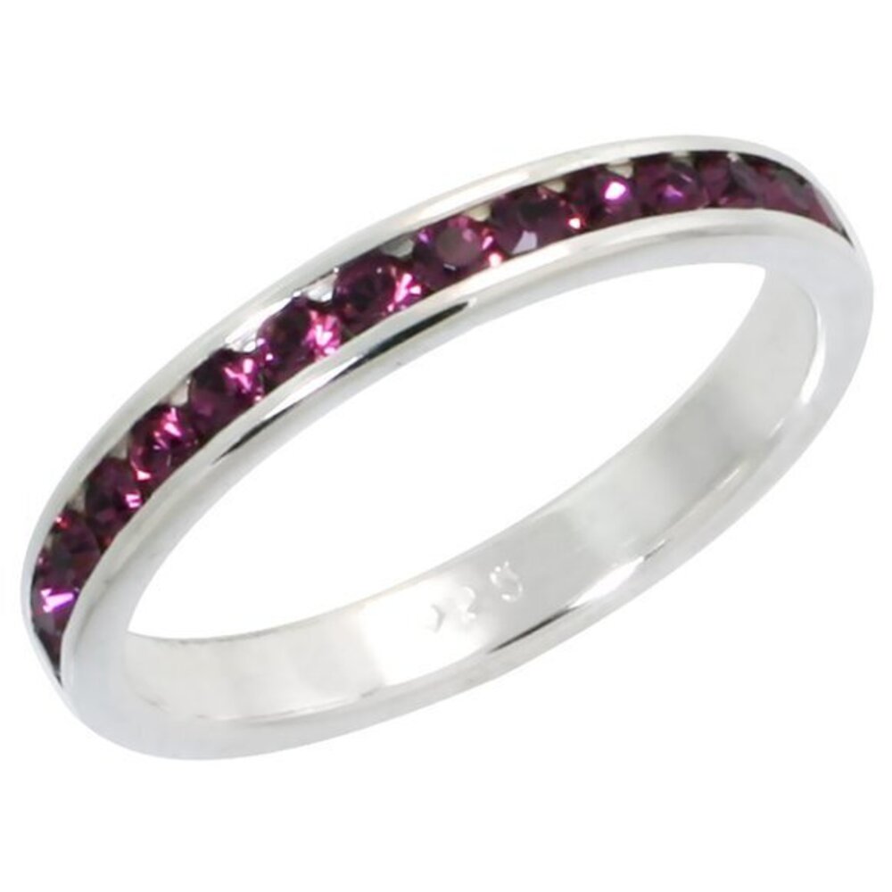 3mm Stackable Eternity Band February Birthstone